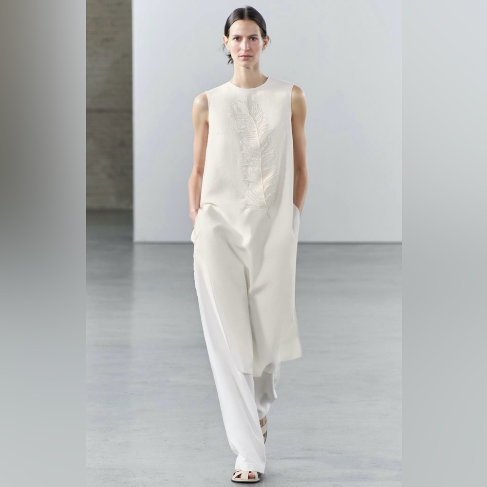 Zara ZW Collection Embroidered Long Top